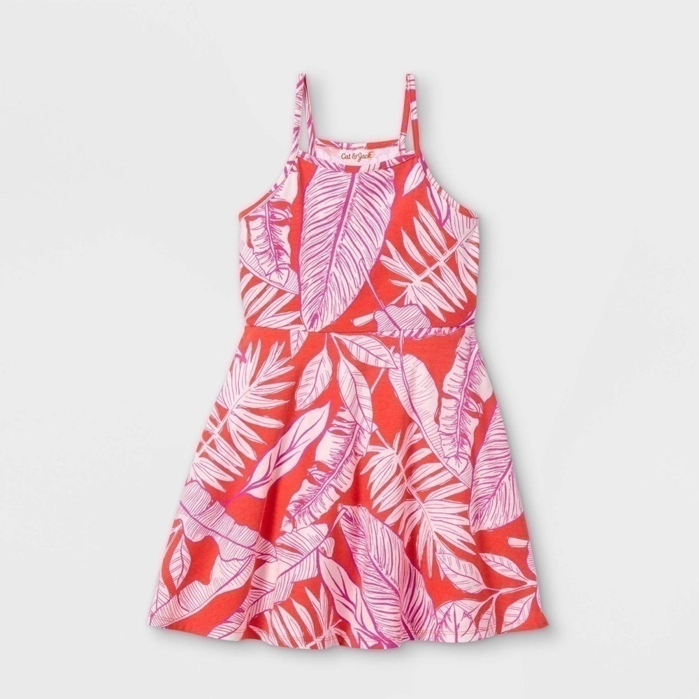 Cat & Jack Girls Coral Sleeveless Print Dress